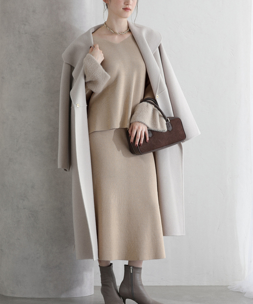 La TOTALITE（ラトータリテ）の「【洗える】セットアップニット（ワンピース・レディース・コバルトブルー/ベージュ・38/36）」の8枚目の写真