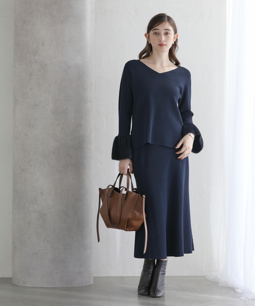 La TOTALITE（ラトータリテ）の「【洗える】セットアップニット（ワンピース・レディース・コバルトブルー/ベージュ・38/36）」の10枚目の写真