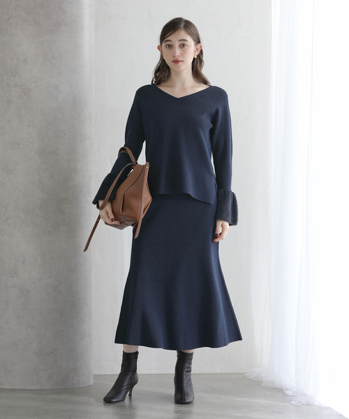 La TOTALITE（ラトータリテ）の「【洗える】セットアップニット（ワンピース・レディース・コバルトブルー/ベージュ・38/36）」の11枚目の写真