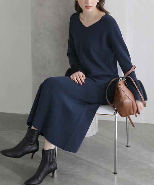 La TOTALITE（ラトータリテ）の「【洗える】セットアップニット（ワンピース・レディース・コバルトブルー/ベージュ・38/36）」の15枚目の写真