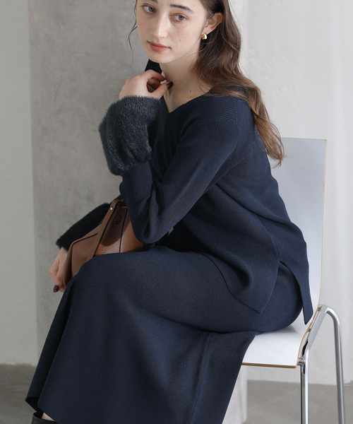 La TOTALITE（ラトータリテ）の「【洗える】セットアップニット（ワンピース・レディース・コバルトブルー/ベージュ・38/36）」の16枚目の写真