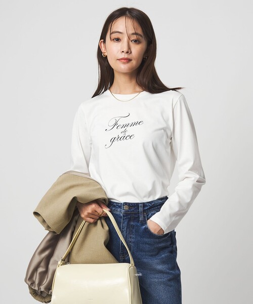 Plage新品★ 【BASERANGE】 ロングスリーブカットソー　グリーン セール】ロゴ ロングスリーブ カットソー（Tシャツ/カットソー