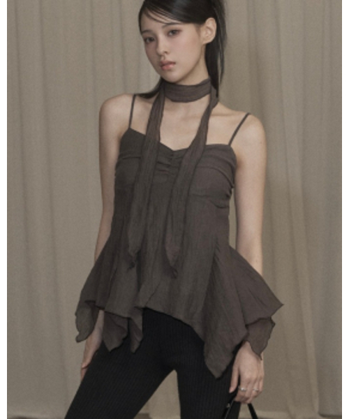 Ethnic Scarf Top (brown)（Tシャツ/カットソー）｜KHAKIPOINT（カーキ 