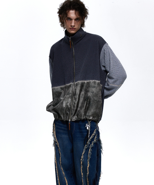 RSSC(アールエスエスシー)の「STITCHED MIX KNIT ZIP UP - CHARCOAL/GRAY(カーディガン/ボレロ・レディース・チャコール・1/2)」の3枚目の写真