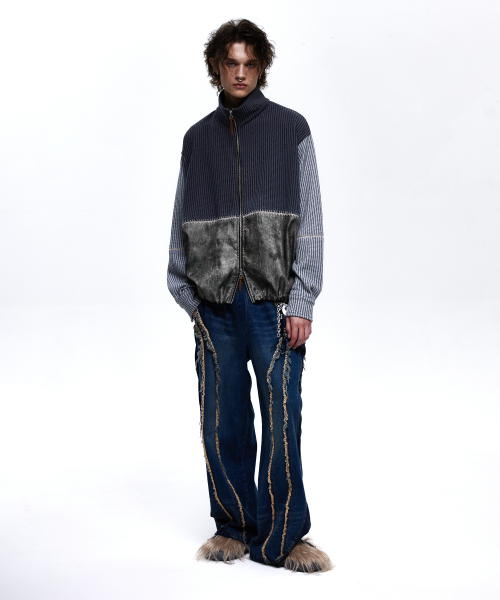 RSSC(アールエスエスシー)の「STITCHED MIX KNIT ZIP UP - CHARCOAL/GRAY(カーディガン/ボレロ・レディース・チャコール・1/2)」の2枚目の写真