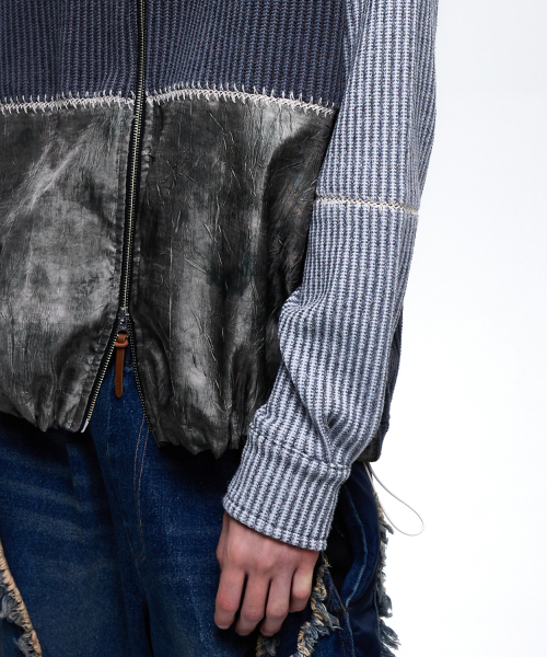 RSSC(アールエスエスシー)の「STITCHED MIX KNIT ZIP UP - CHARCOAL/GRAY(カーディガン/ボレロ・レディース・チャコール・1/2)」の8枚目の写真