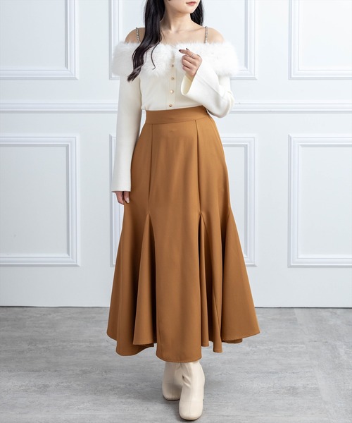 CLEAR BASIC（クリアベーシック）の「【低身長対応／サイズ展開あり】十二枚ハギドレープマーメイドスカート[オフィスカジュアル 着回し抜群 大人 フェミニン]（スカート・レディース・グレイッシュベージュ/ブラック/キャメル・PF/F）」の9枚目の写真
