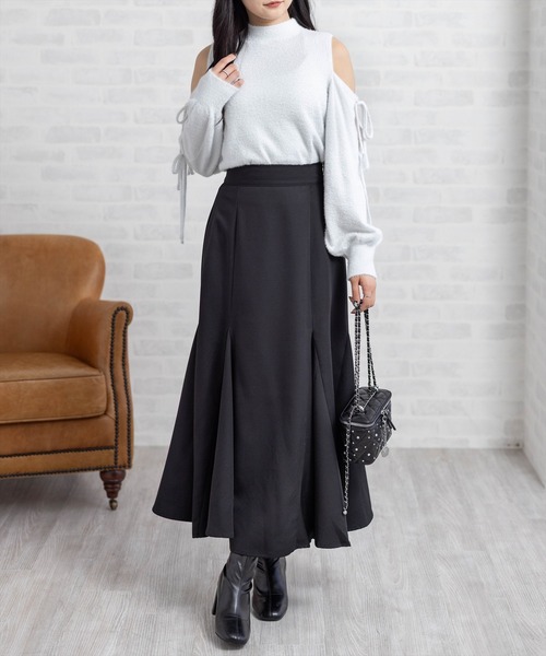 CLEAR BASIC（クリアベーシック）の「【低身長対応／サイズ展開あり】十二枚ハギドレープマーメイドスカート[オフィスカジュアル 着回し抜群 大人 フェミニン]（スカート・レディース・グレイッシュベージュ/ブラック/キャメル・PF/F）」の6枚目の写真