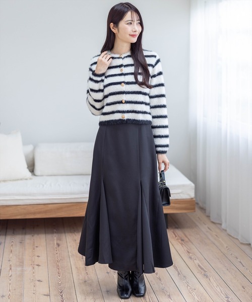 CLEAR BASIC（クリアベーシック）の「【低身長対応／サイズ展開あり】十二枚ハギドレープマーメイドスカート[オフィスカジュアル 着回し抜群 大人 フェミニン]（スカート・レディース・グレイッシュベージュ/ブラック/キャメル・PF/F）」の4枚目の写真