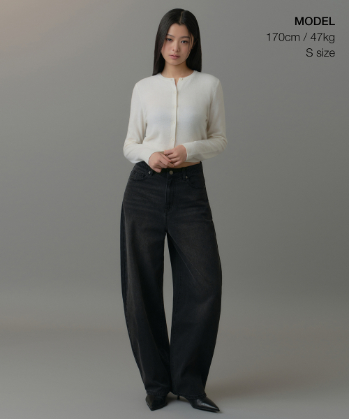 MUSINSA STANDARD WOMAN（ムシンサスタンダードウーマン）の「ウィメンズラムウールラウンドネッククロップカーディガン[アイボリー]（カーディガン/ボレロ・レディース・その他・SMALL/MEDIUM/LARGE/X-SMALL）」の2枚目の写真