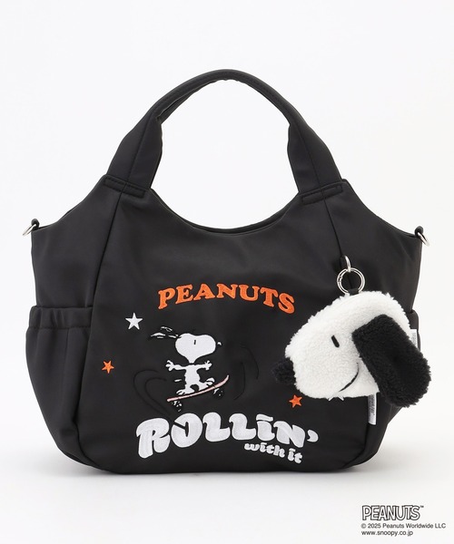 Y'SACCS(イザック)の「SNOOPYデザイン サイドギャザー2wayトート Mサイズ(スケートボード)(トートバッグ・レディース・グレー/ブラック/カーキ・FREE)」の2枚目の写真