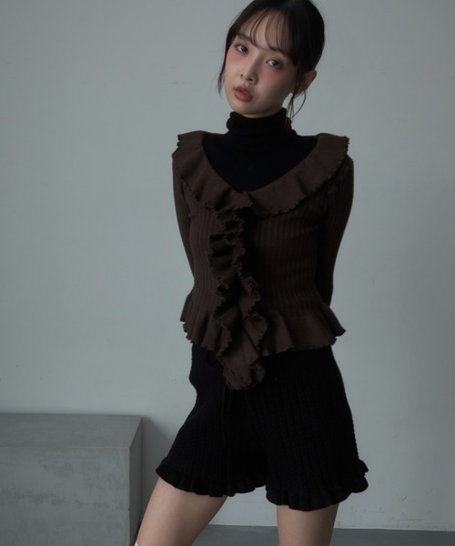 Nadana(ナダナ)の「ケーブルニットショートパンツ(その他パンツ・レディース・グレー/アイボリー/ブラック・FREE)」の6枚目の写真