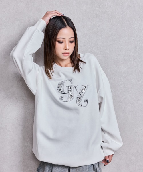 GYDA（ジェイダ）の「【WEB限定カラーあり】GY bijouスウェットプルオーバー（スウェット・レディース・ミント/その他3/ピンク/ブラック/オフホワイト・FREE）」の2枚目の写真