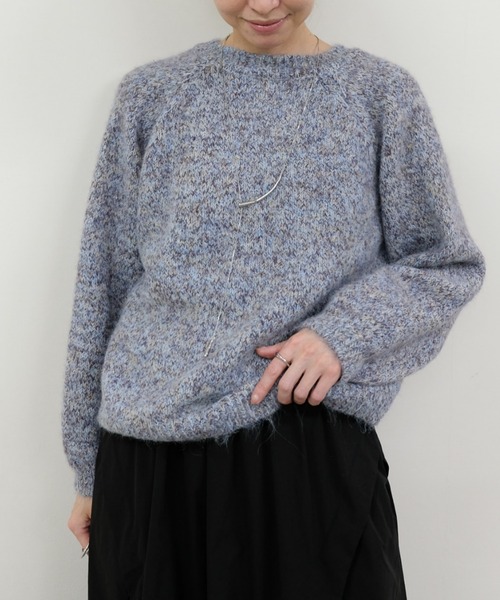 DOLLUPOOPS(ドールアップウップス)の「メランジカラールーズニット(ニット/セーター・レディース・ブルー系その他/パープル/イエロー・FREE)」の2枚目の写真