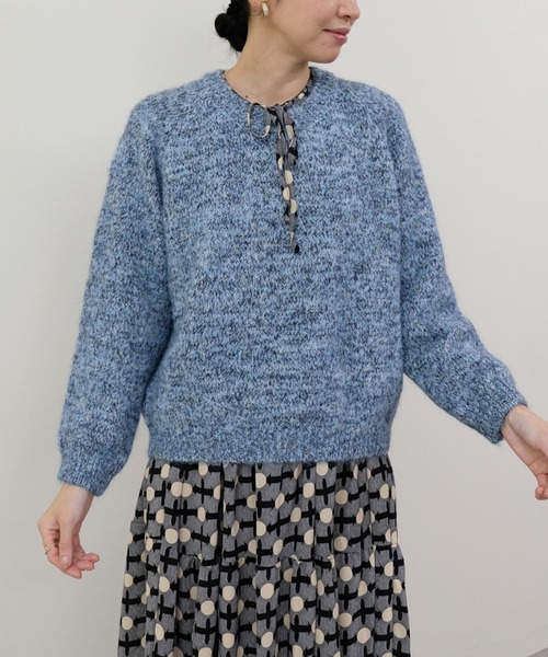 DOLLUPOOPS(ドールアップウップス)の「メランジカラールーズニット(ニット/セーター・レディース・ブルー系その他/パープル/イエロー・FREE)」の1枚目の写真