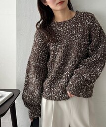 【WEB限定】ショート丈リボーンヤーン袖ボリュームニット