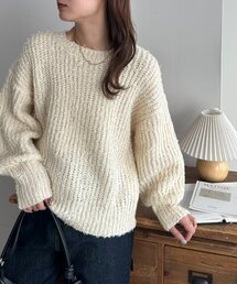【WEB限定】ショート丈リボーンヤーン袖ボリュームニット