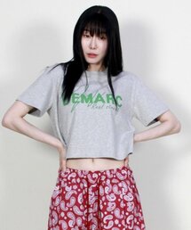 ロゴグラフィッククロップ半袖Tシャツグレー