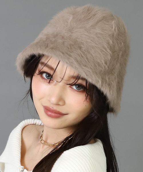 ANAP（アナップ）の「フェイクファー チューリップ ハット（ハット・レディース・ホワイト/ブラウン/ブラック・F）」の10枚目の写真