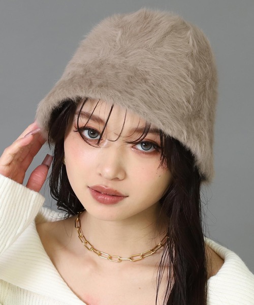 ANAP（アナップ）の「フェイクファー チューリップ ハット（ハット・レディース・ホワイト/ブラウン/ブラック・F）」の11枚目の写真