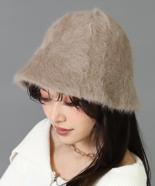 ANAP（アナップ）の「フェイクファー チューリップ ハット（ハット・レディース・ホワイト/ブラウン/ブラック・F）」の12枚目の写真