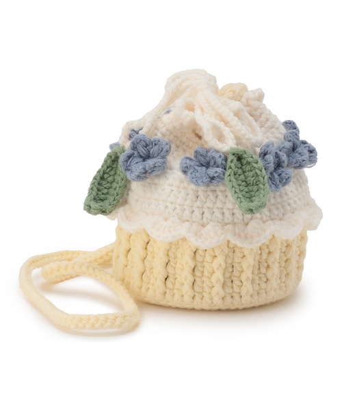 petit main（プティマイン）の「ニットケーキポシェット（ショルダーバッグ・キッズ・クリーム/レッド・F）」の2枚目の写真