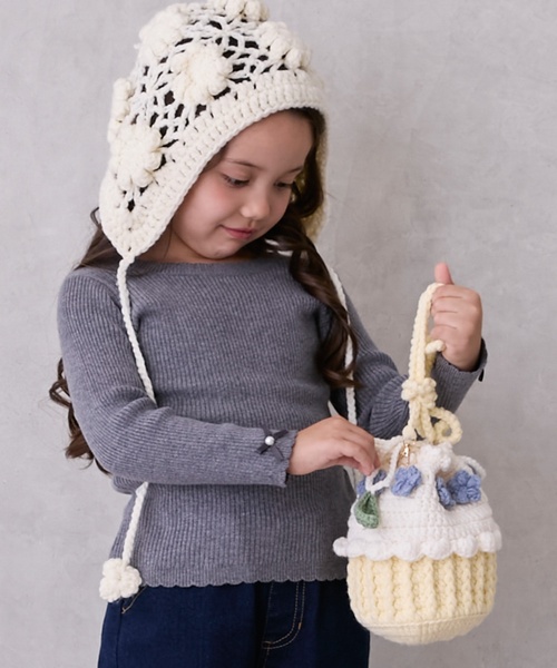 petit main（プティマイン）の「ニットケーキポシェット（ショルダーバッグ・キッズ・クリーム/レッド・F）」の3枚目の写真