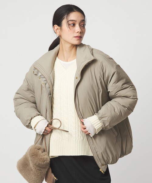 green label relaxing(グリーンレーベルリラクシング)の「エアーパフィ スタンドカラー ブルゾン(ブルゾン・レディース・ブラック/モカ/オフホワイト・FREE)」の3枚目の写真