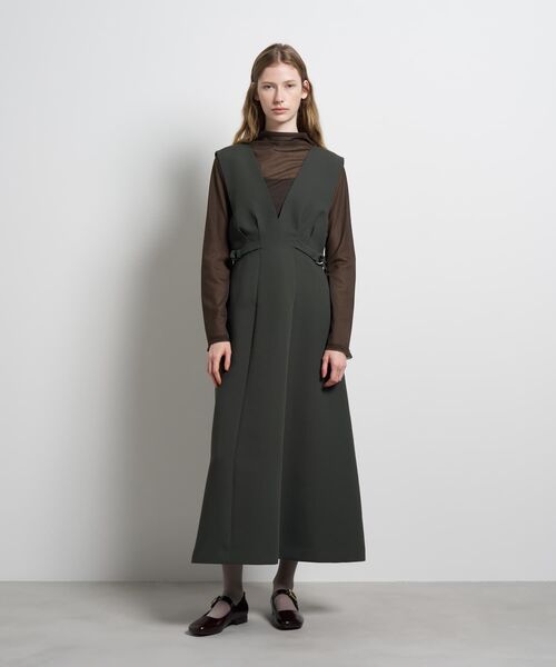 LANVIN en Bleu(ランバンオンブルー)の「ダブルクロスジャンバースカート(スカート・レディース・ブラック/チャコールグレー・36/38)」の3枚目の写真