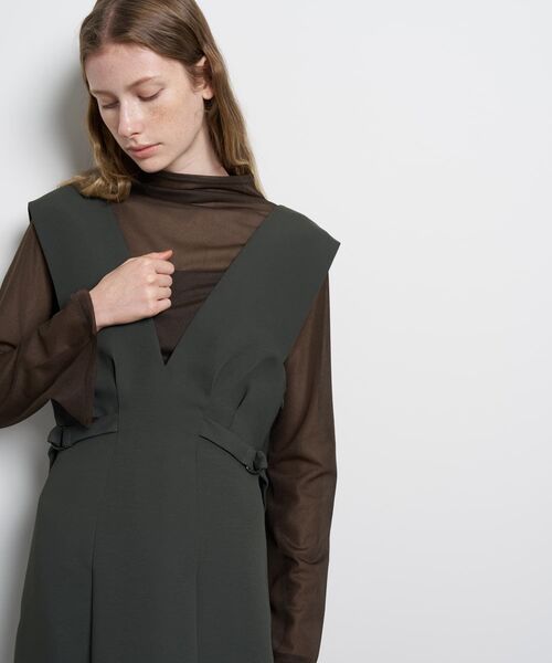 LANVIN en Bleu(ランバンオンブルー)の「ダブルクロスジャンバースカート(スカート・レディース・ブラック/チャコールグレー・36/38)」の7枚目の写真