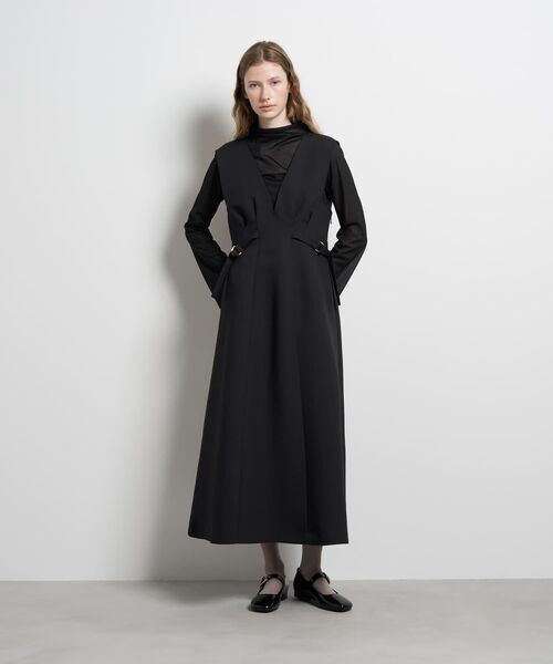 LANVIN en Bleu(ランバンオンブルー)の「ダブルクロスジャンバースカート(スカート・レディース・ブラック/チャコールグレー・36/38)」の10枚目の写真