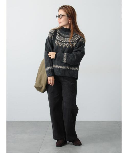 Lugnoncure（ルノンキュール）の「配色求心柄ニット（ニット/セーター・レディース・チャコールグレー/グレー/ネイビー/ベージュ・F）」の10枚目の写真