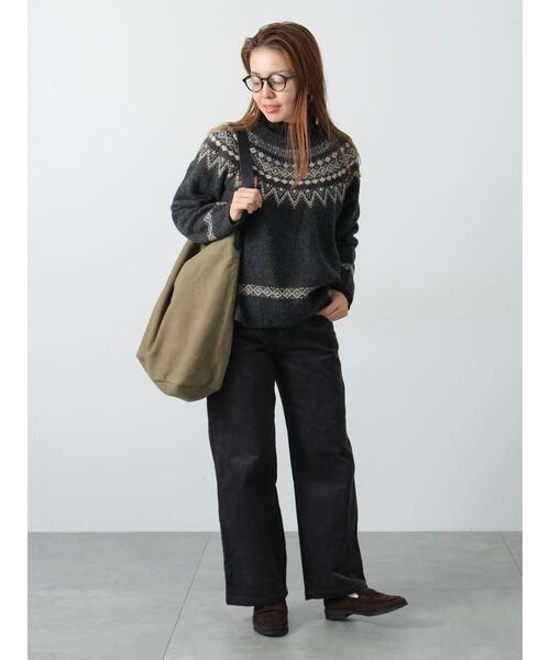 Lugnoncure（ルノンキュール）の「配色求心柄ニット（ニット/セーター・レディース・チャコールグレー/グレー/ネイビー/ベージュ・F）」の11枚目の写真