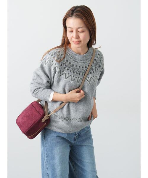 Lugnoncure（ルノンキュール）の「配色求心柄ニット（ニット/セーター・レディース・チャコールグレー/グレー/ネイビー/ベージュ・F）」の14枚目の写真