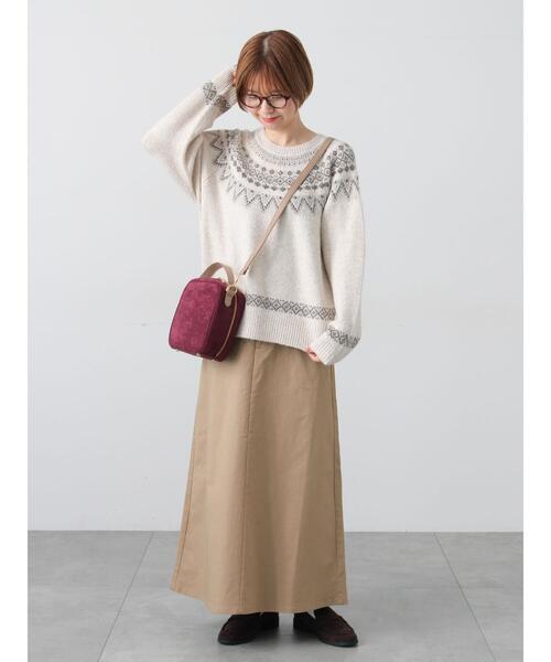 Lugnoncure（ルノンキュール）の「配色求心柄ニット（ニット/セーター・レディース・チャコールグレー/グレー/ネイビー/ベージュ・F）」の16枚目の写真