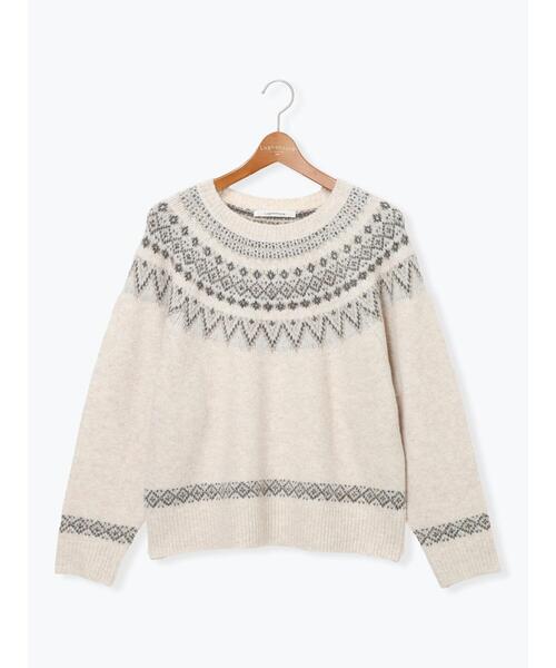 Lugnoncure（ルノンキュール）の「配色求心柄ニット（ニット/セーター・レディース・チャコールグレー/グレー/ネイビー/ベージュ・F）」の22枚目の写真