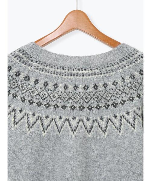 Lugnoncure（ルノンキュール）の「配色求心柄ニット（ニット/セーター・レディース・チャコールグレー/グレー/ネイビー/ベージュ・F）」の6枚目の写真