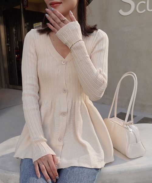 CORNERS（コーナーズ）の「【2026SS】ペプラムニットカーディガン（カーディガン/ボレロ・レディース・ブラック/アイボリー/ネイビー・FREE）」の12枚目の写真