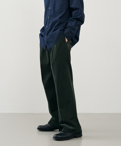 セール】Straight Wide Tutu Banding Corduroy Pants [GREEN]（その他