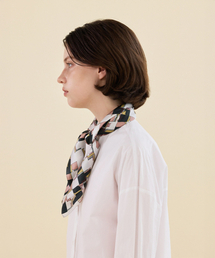 2DREAMERS（2ドリーマーズ）の「Black Doodle Grid Silk Scarf（バンダナ/スカーフ）」