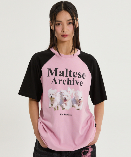 WaiKei(ワイケイ)の「マルチーズアーカイブラグラン半袖Tシャツブラックピンク(Tシャツ/カットソー・レディース・その他・0/2/1)」の3枚目の写真
