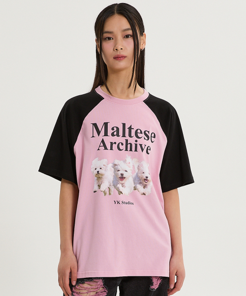 WaiKei(ワイケイ)の「マルチーズアーカイブラグラン半袖Tシャツブラックピンク(Tシャツ/カットソー・レディース・その他・0/2/1)」の4枚目の写真