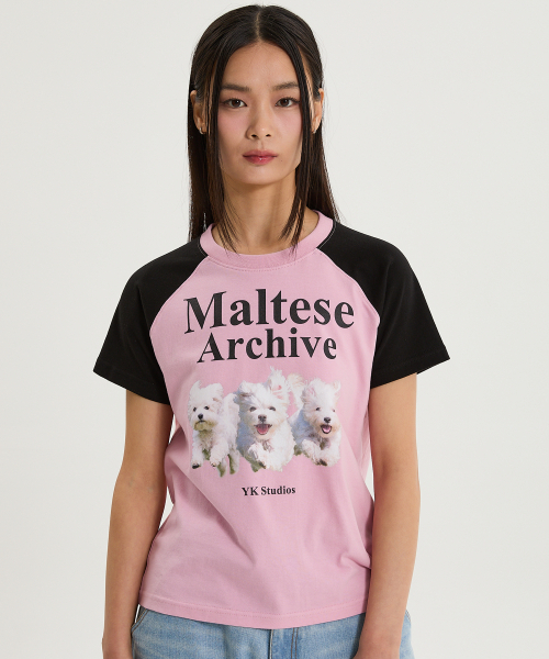 WaiKei(ワイケイ)の「マルチーズアーカイブラグラン半袖Tシャツブラックピンク(Tシャツ/カットソー・レディース・その他・0/2/1)」の5枚目の写真