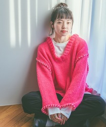 niko and... | ハンドステッチオーバーVネックプルオーバー(ニット/セーター)