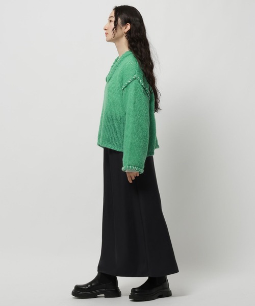 niko and...（ニコアンド）の「ハンドステッチオーバーVネックプルオーバー（ニット/セーター・レディース・ピンク/アイボリー/ブラック/グリーン・FREE）」の10枚目の写真