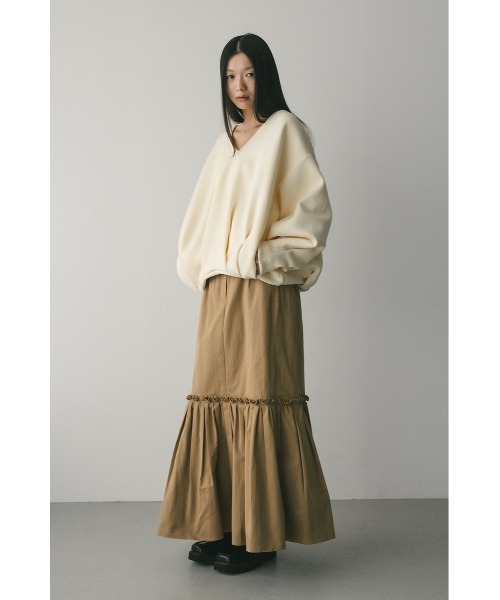 STYLEMIXER(スタイルミキサー)の「Vネックフォルムダンボールトップ(スウェット・レディース・パープル/アイボリー/ブラック/グレー・FREE)」の6枚目の写真