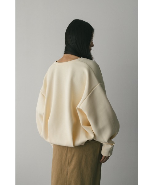 STYLEMIXER(スタイルミキサー)の「Vネックフォルムダンボールトップ(スウェット・レディース・パープル/アイボリー/ブラック/グレー・FREE)」の11枚目の写真