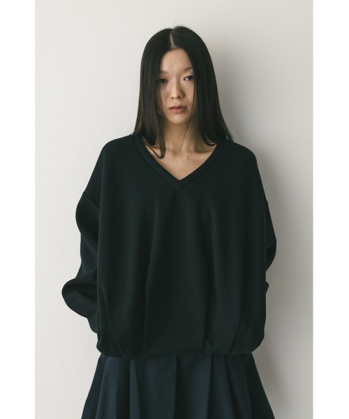 STYLEMIXER(スタイルミキサー)の「Vネックフォルムダンボールトップ(スウェット・レディース・パープル/アイボリー/ブラック/グレー・FREE)」の16枚目の写真