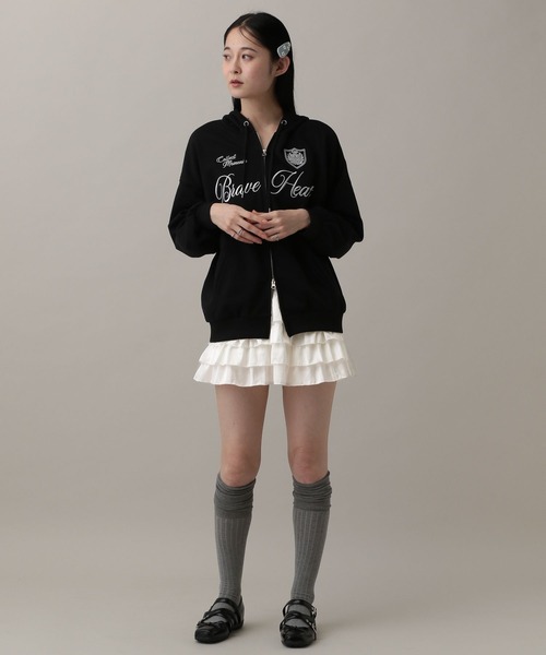 3.3 Field Trip （3.3フィールドトリップ）の「3.3 Field Trip／フリルサテンミニスカート(インパン付き)（スカート・レディース・ピンク/オフホワイト/ブラック・FREE）」の4枚目の写真