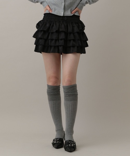 3.3 Field Trip （3.3フィールドトリップ）の「3.3 Field Trip／フリルサテンミニスカート(インパン付き)（スカート・レディース・ピンク/オフホワイト/ブラック・FREE）」の11枚目の写真